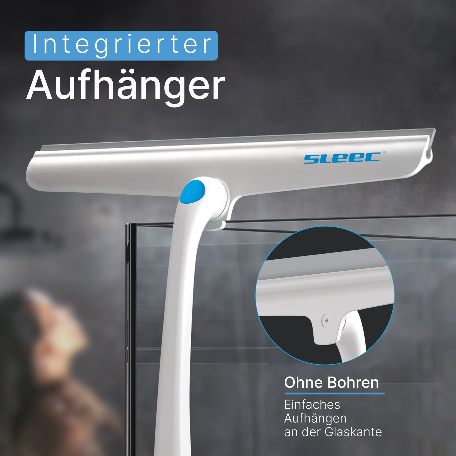 SLEEC Cleanline 360° Duschabzieher lang Hellblau/Weiss