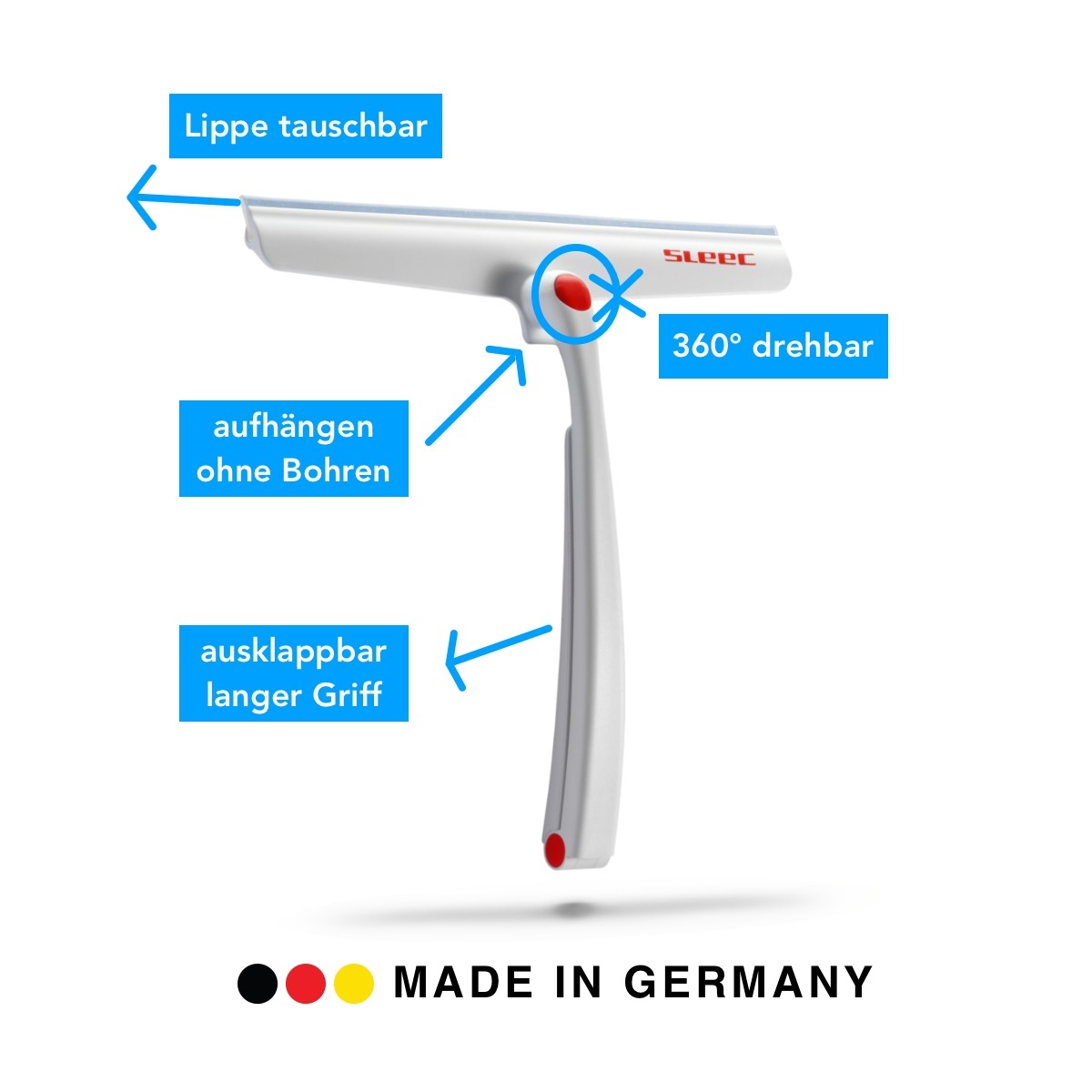 SLEEC Cleanline 360° Duschabzieher lang Rot/Weiss