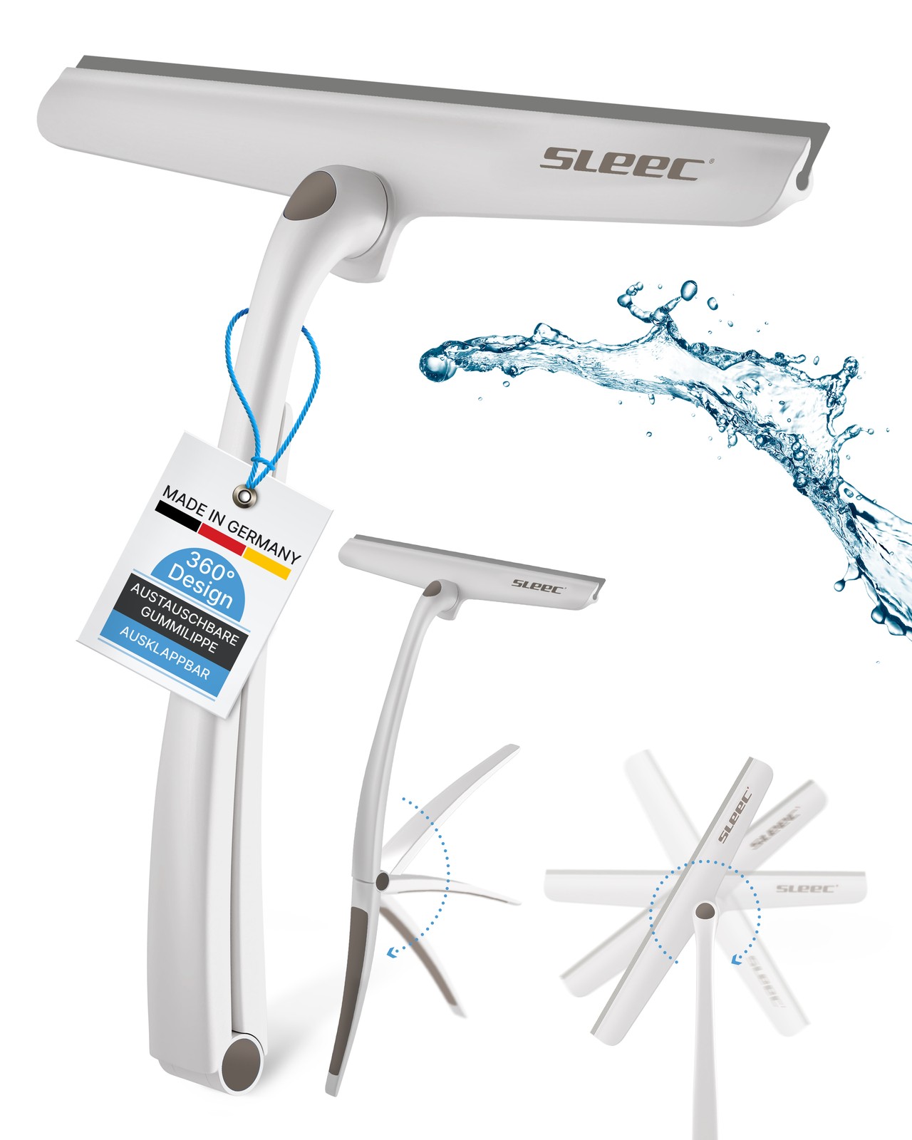 SLEEC Cleanline 360° Duschabzieher lang Grau/Weiss