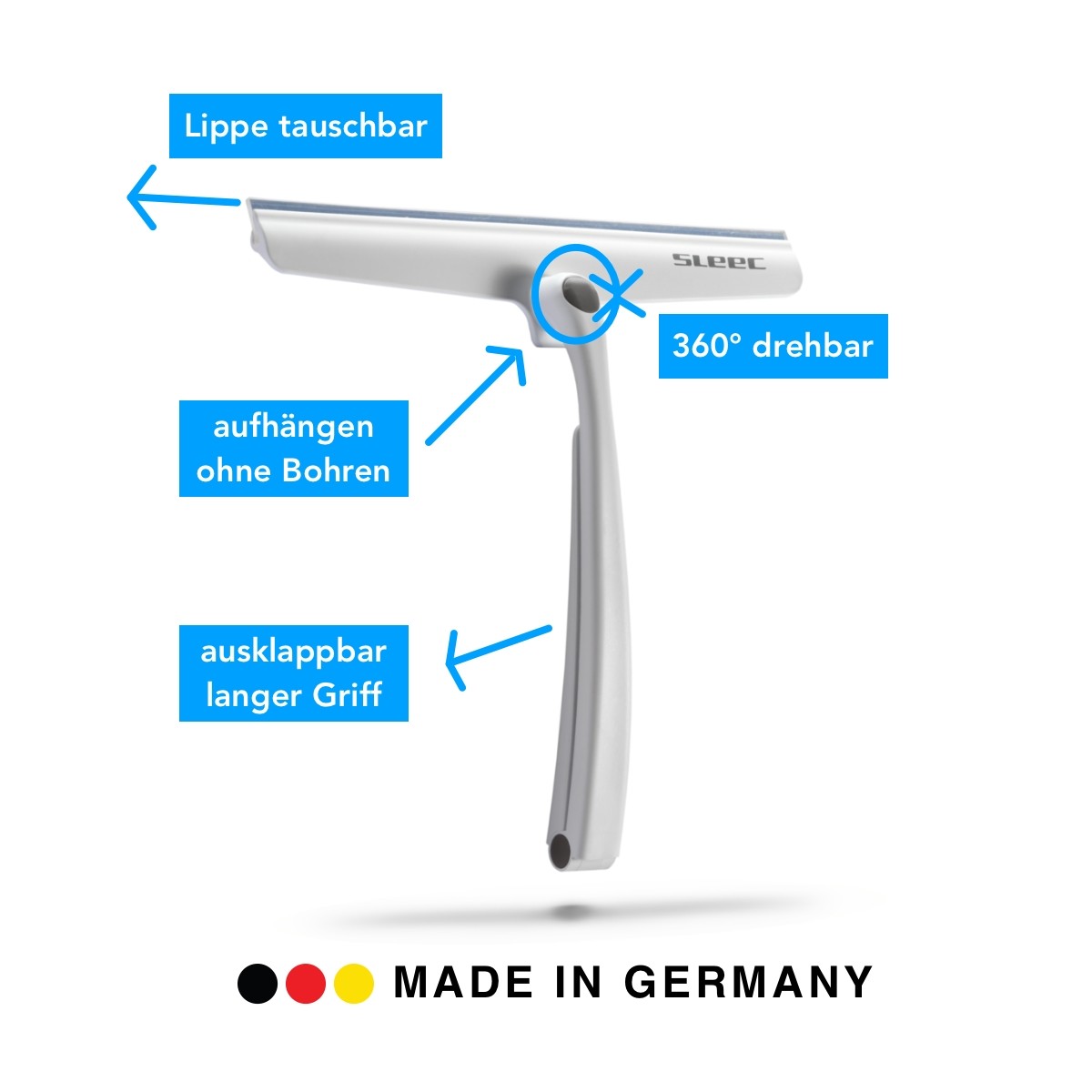 SLEEC Cleanline 360° Duschabzieher lang Grau/Weiss