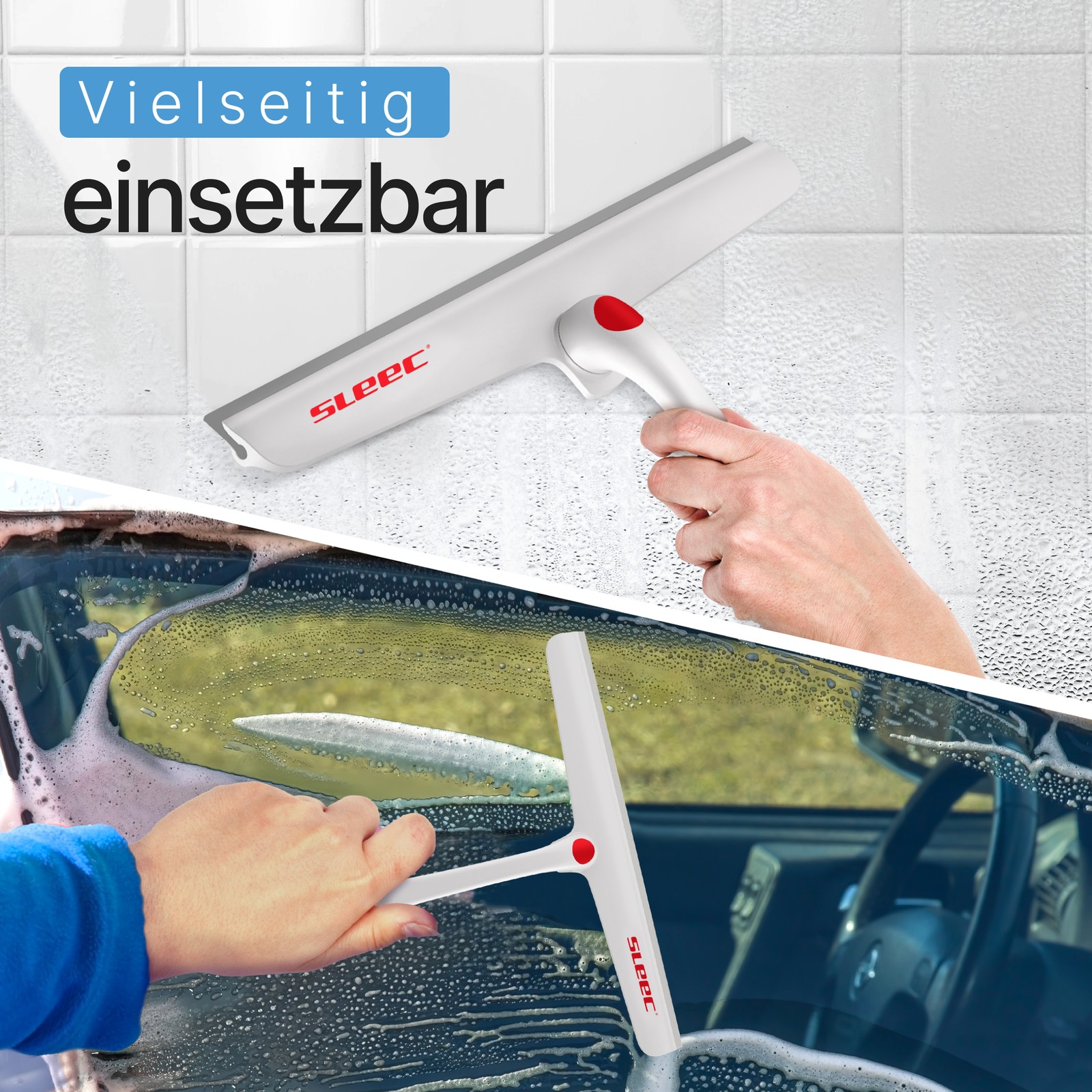SLEEC Cleanline 360° Duschabzieher lang Rot/Weiss