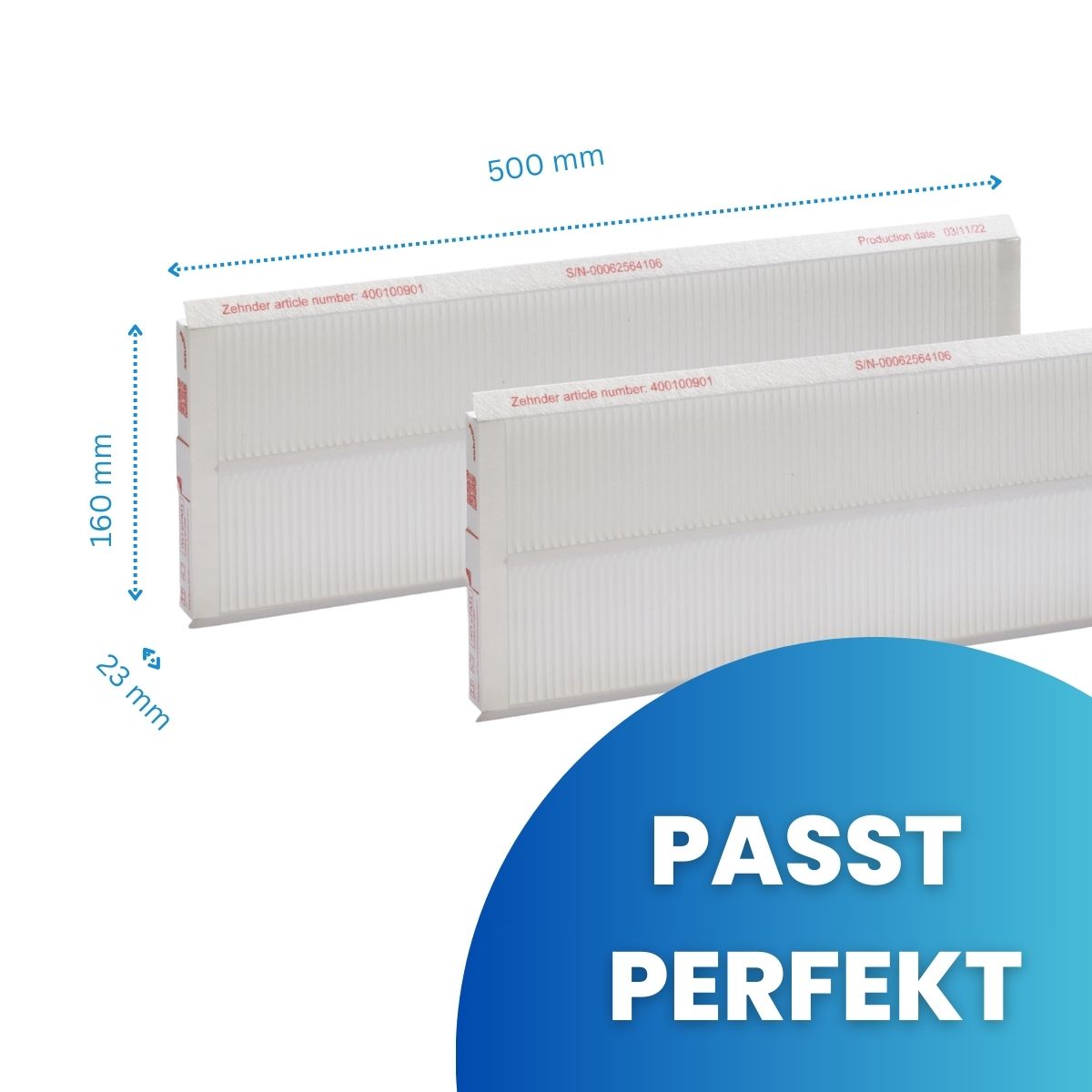 Zehnder ComfoAir Q350, 450, 600, E350 - Originalfilter-Set 2x G4