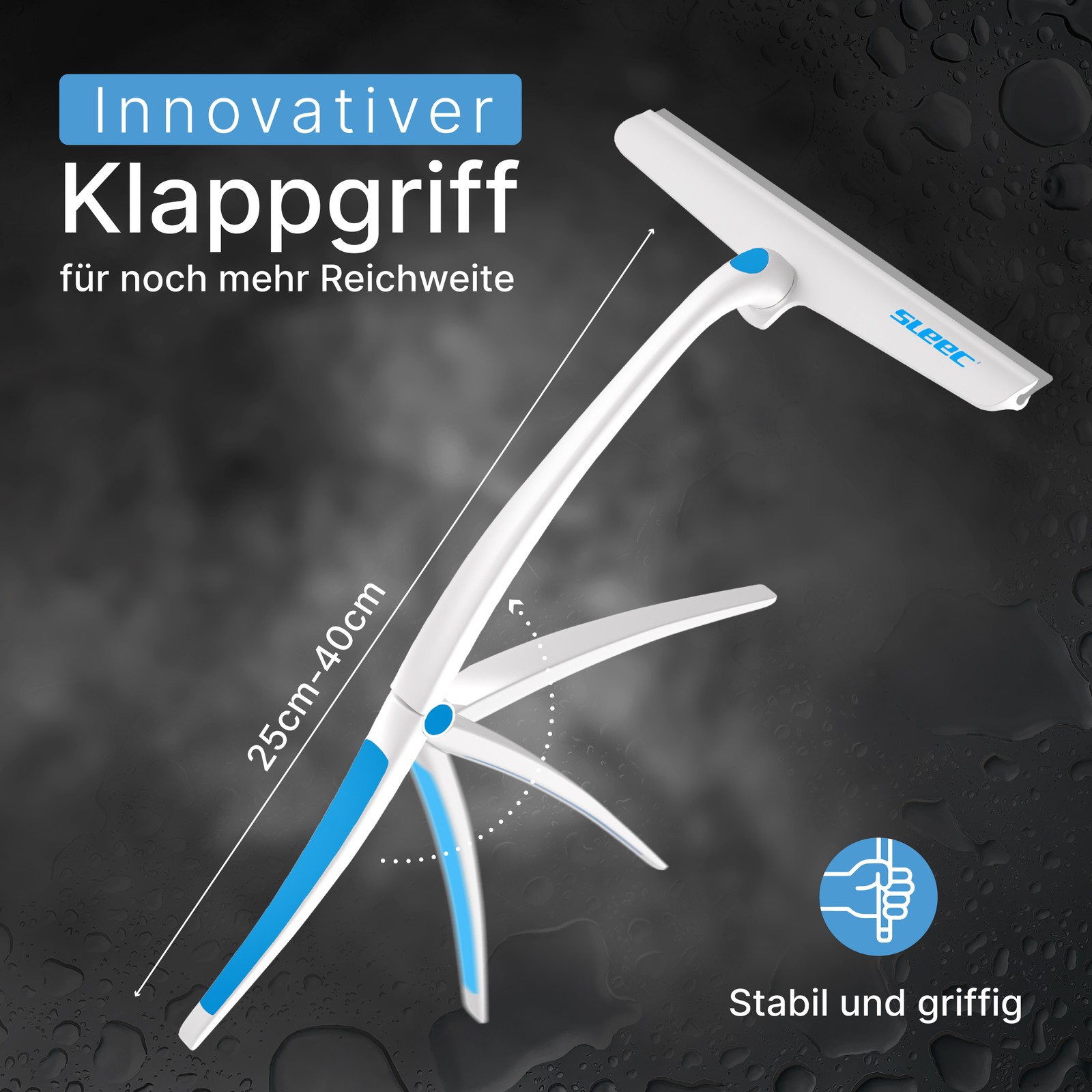 SLEEC Cleanline 360° Duschabzieher lang Hellblau/Weiss