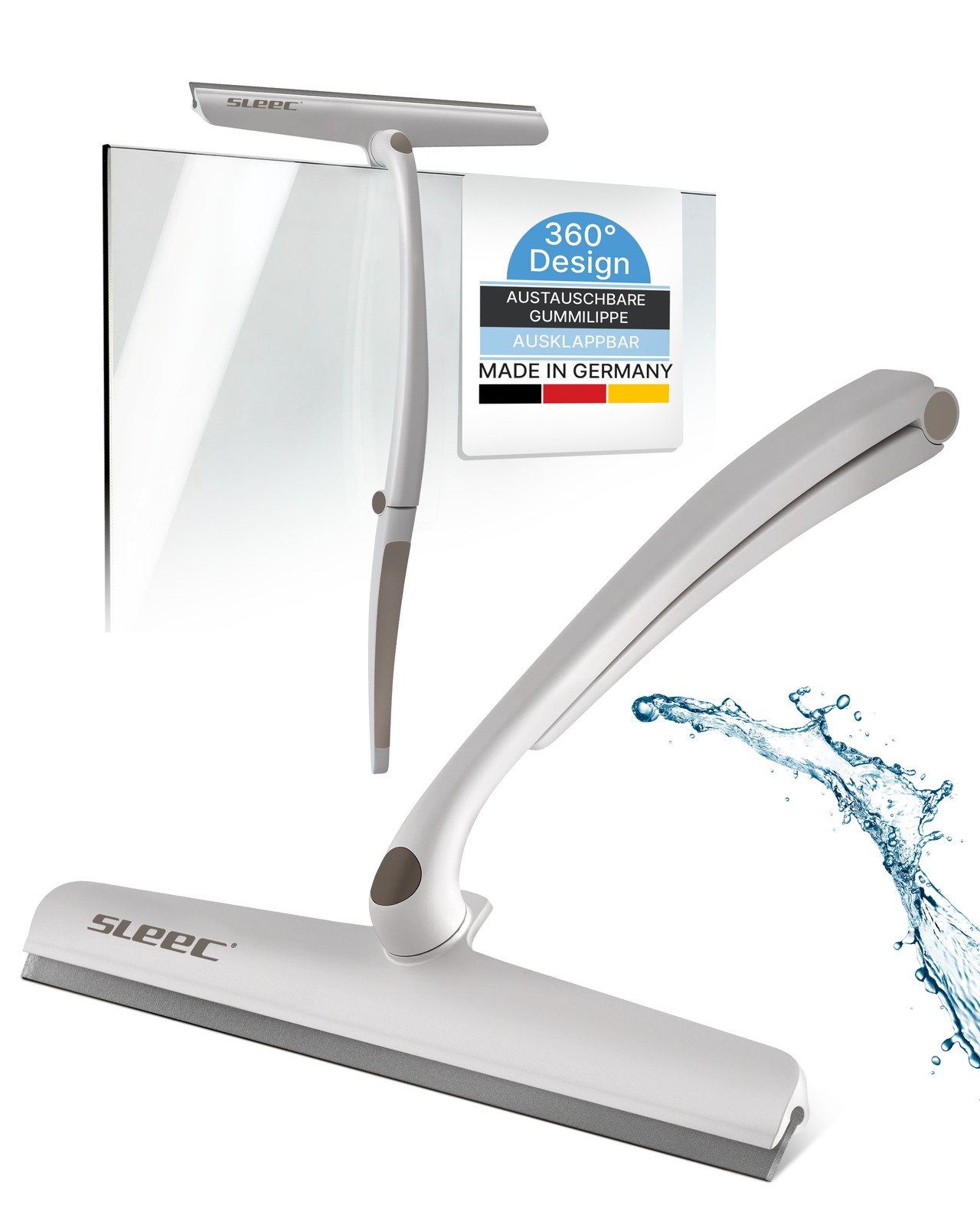 SLEEC Cleanline 360° Duschabzieher lang Grau/Weiss