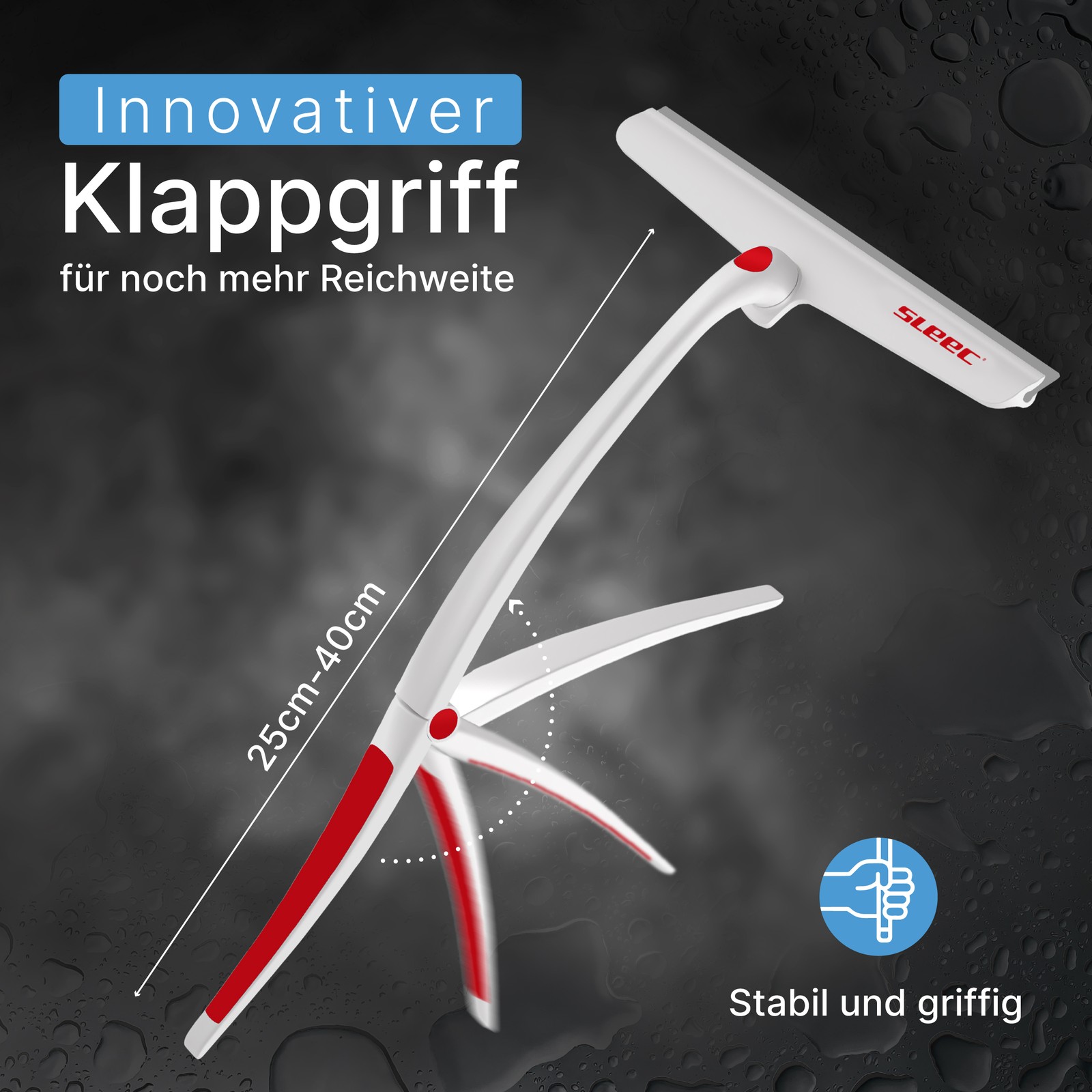 SLEEC Cleanline 360° Duschabzieher lang Rot/Weiss