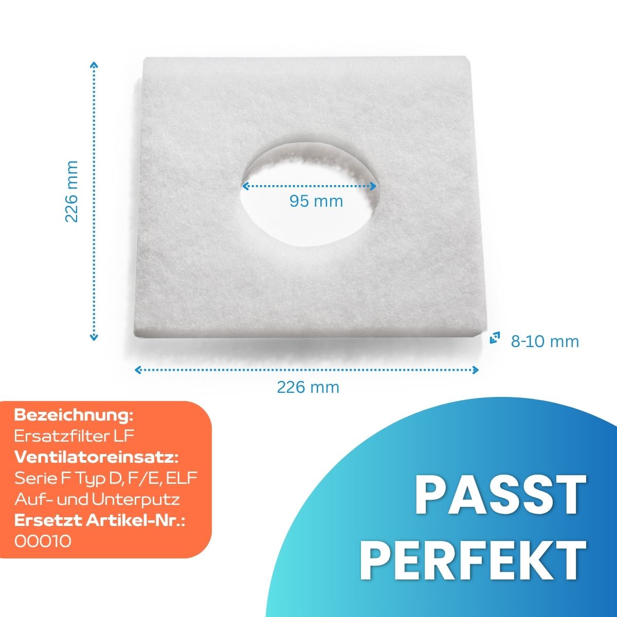 Limodor LF/LF5 - Ersatzfiltermatten-Set 10x G3 passend f&uuml;r L&uuml;ftungsger&auml;te Serie F Typ D, F/E, ELF (Unterputz und Aufputz) sowie Deckelumr&uuml;stsatz F/C.