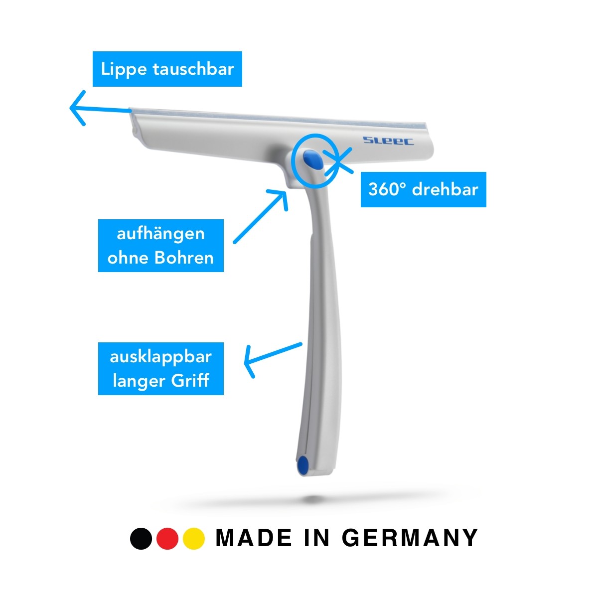 SLEEC Cleanline 360° Duschabzieher lang Hellblau/Weiss