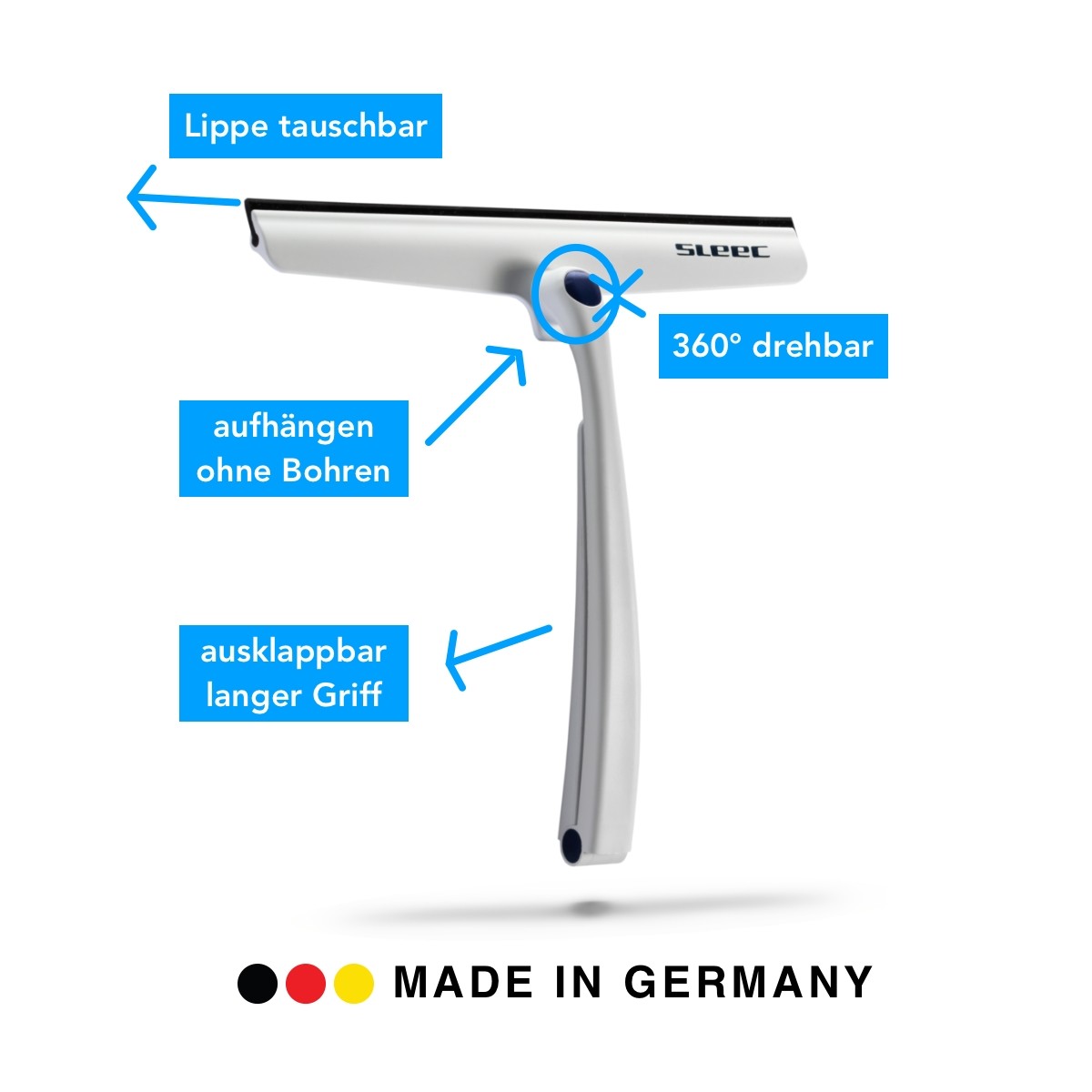 SLEEC Cleanline 360° Duschabzieher lang Blau/Weiss
